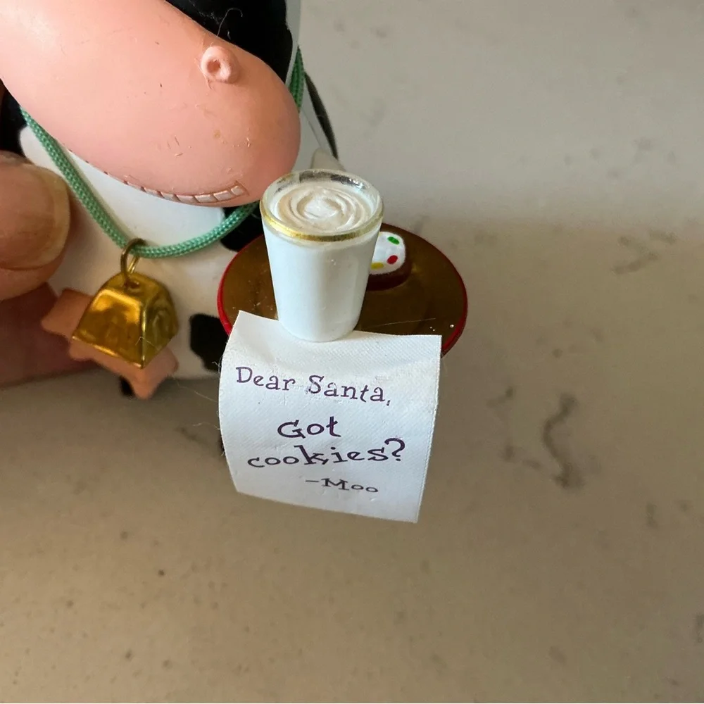 Vintage American greetings AGC ornament Dear Santa “Got cookies “ Moo ornament